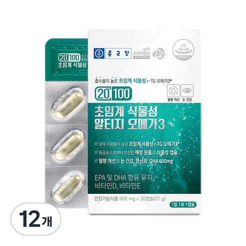 종근당 20100 초임계 식물성 알티지 오메가3, 30정, 12개