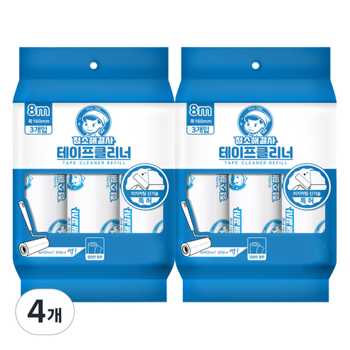 청소해결사 이지 커팅 테이프 클리너 리필 3p, 4개