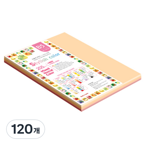 종이문화 SN 스타일리쉬 노멀 두꺼운 혼합색지 205g 08 Red Tone, 120개, B5