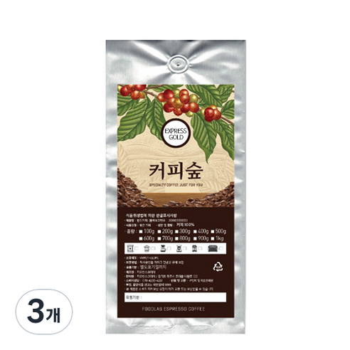 커피숲 EXPRESS GOLD 분쇄 커피, 프렌치프레소, 200g, 3개