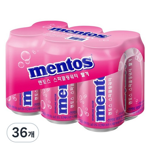 멘토스 스파클링 워터 딸기, 355ml, 36개