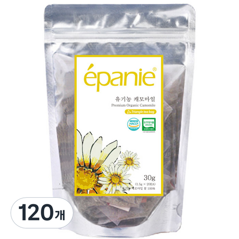 에빠니 유기농 캐모마일 삼각 허브차, 1.5g, 20개입, 6개
