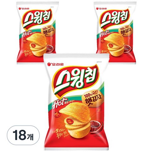 스윙칩 핫 볶음고추장맛, 124g, 18개