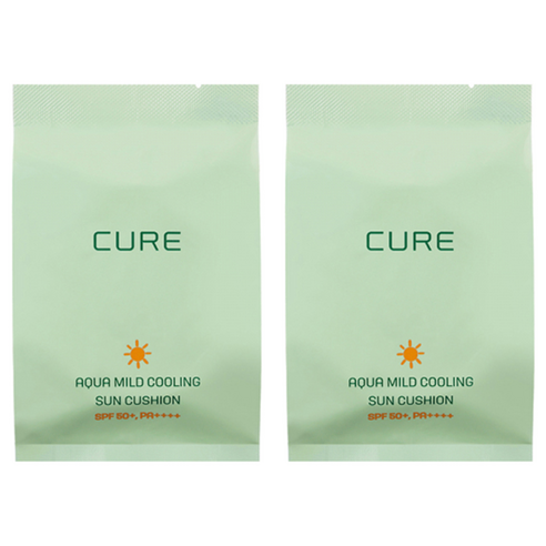 김정문알로에 라 센스 로에 큐어 아쿠아 마일드 쿨링 선쿠션 SPF50+ PA++++ 리필용, 25g, 2개