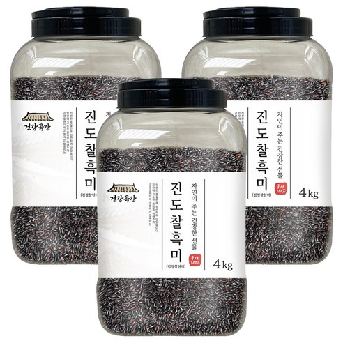 건강곡간 진도 찰흑미 검정찰현미, 4kg, 3개