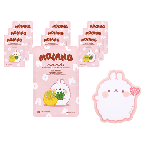 더페이스샵 몰랑이 에디션 갈아만든 마스크 시트 알로에 10p + 몰랑이 마우스패드, 1세트