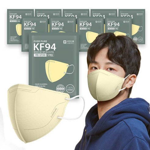 에버퓨어 새부리형 황사방역마스크 대형 KF94, 베이지, 10개, 5개입
