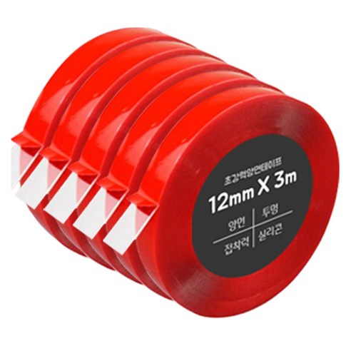 다다 초강력 양면테이프 12mm x 3m, 투명, 5개