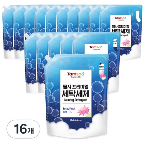 탐사 프리미엄 온가족 액체 세탁세제, 2L, 16개