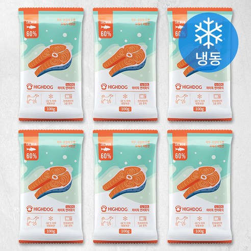 하이독 강아지 화식사료 (냉동), 연어, 6개, 100g