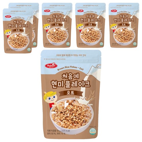 베베스트 처음에 현미 플레이크, 오트, 50g, 6개