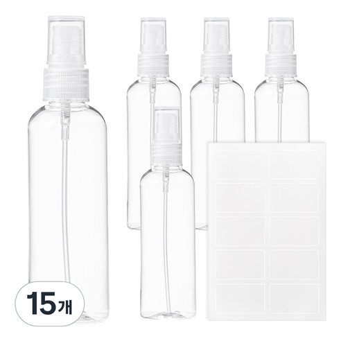 코멧 스프레이 용기 100ml, 투명, 15개