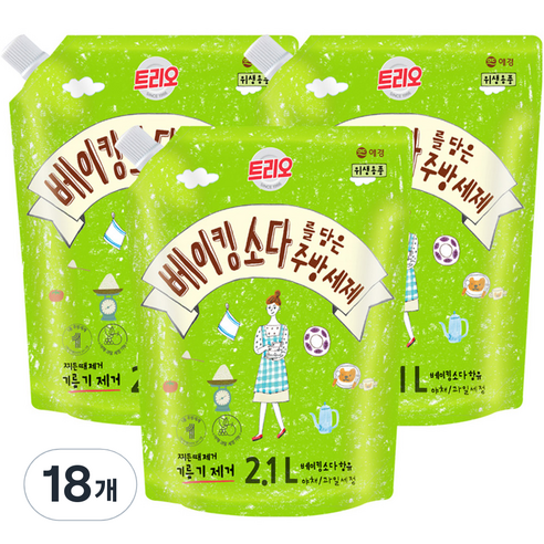 트리오 베이킹소다를 담은 주방세제, 2.1L, 18개