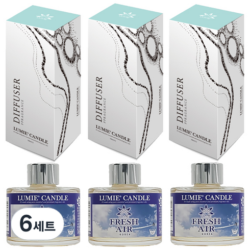 르미에 식물성 주정 디퓨저 100ml x 3p + 리드스틱 5p x 3개 세트, 후레쉬에어, 6세트