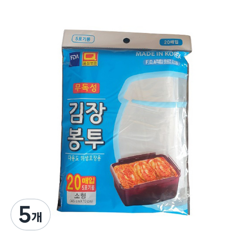 우진크린라이프 김장봉투, 소형(약5포기), 20개입, 5개