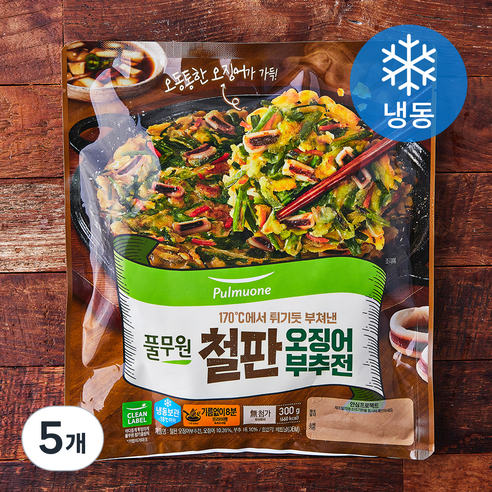 풀무원 철판 오징어부추전 (냉동), 300g, 5개