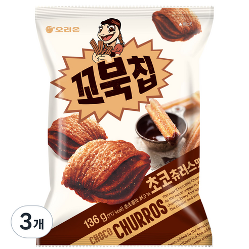오리온 꼬북칩 초코츄러스맛, 136g, 3개