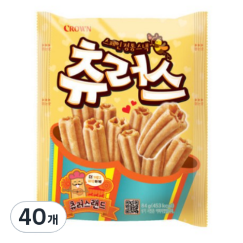 크라운 스페인 정통스낵 츄러스, 84g, 40개