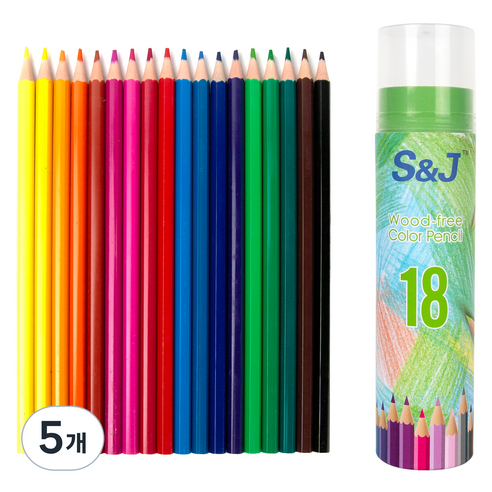 온비유 프리미엄 드로잉 색연필 17.5cm, 18색, 5개