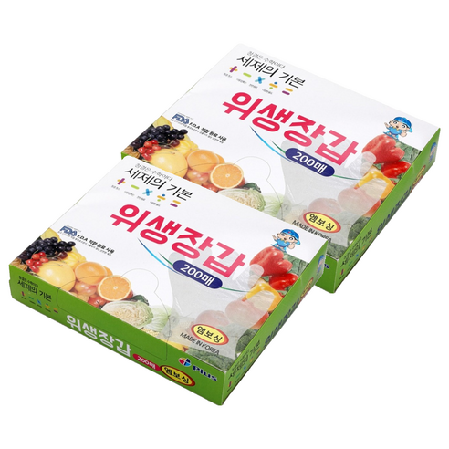 세제의기본 아피스 위생장갑 200매 1개 1개 200매, 2개