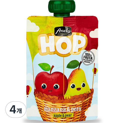 아넬라 HOP 과일 퓨레, 혼합맛(사과/사과배..., 100g, 4개 혼합맛(사과/사과배) × 100g × 4개 섬네일