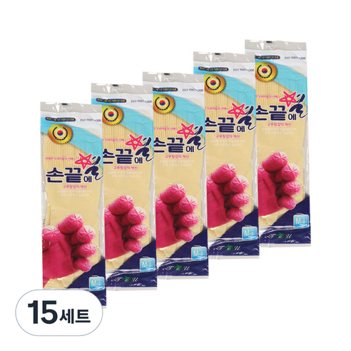손끝에별 고무장갑 중 M, 백색, 15세트