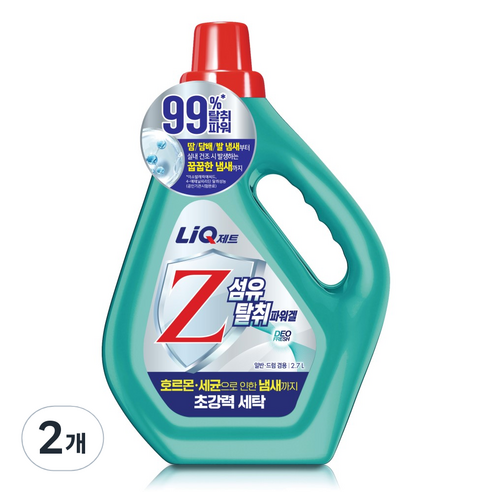 리큐 제트 섬유 탈취파워 액체세제 본품, 2.7L, 2개