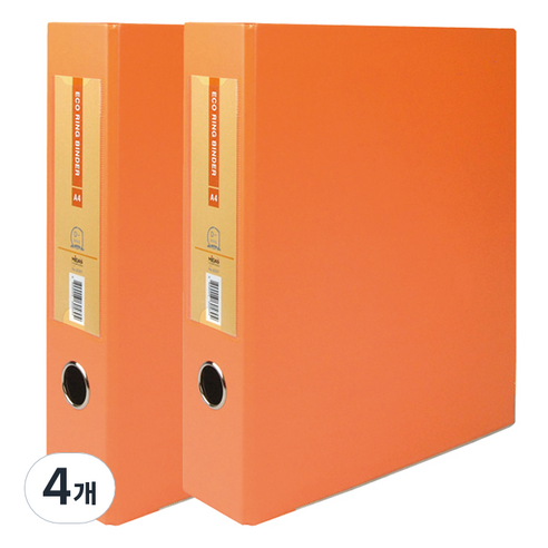 마이다스 D링 바인더 파일 명찰형 7cm 3공 A4, 주황색, 4개