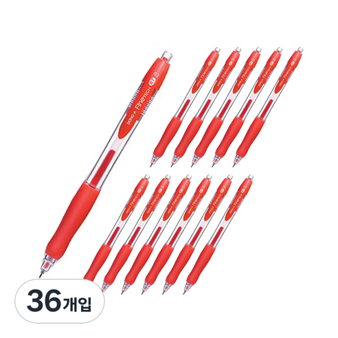 동아 중성펜 파인테크RT 0.3mm, 적색, 36개입