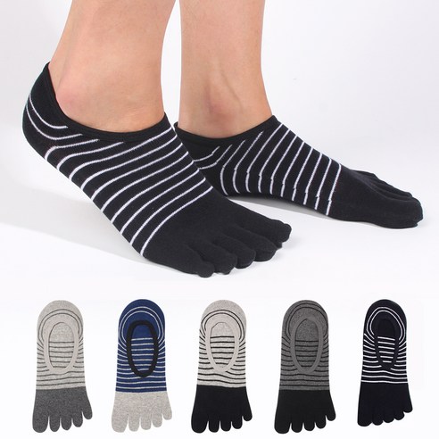   Men's ringle toes fake socks with two feet 5 pairs