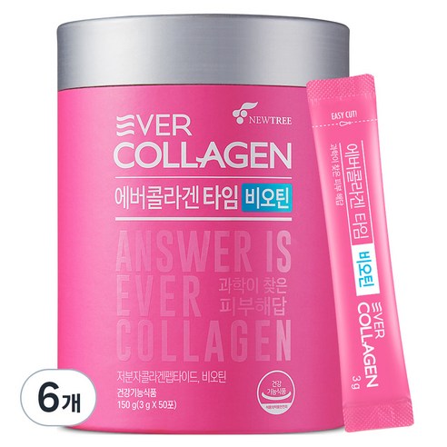 에버콜라겐 타임 비오틴 50포, 150g, 6개