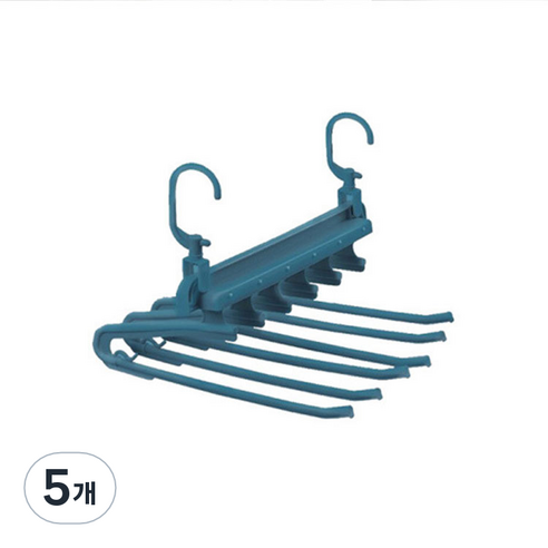 공간활용 6단 바지걸이 옷걸이, 블루, 5개
