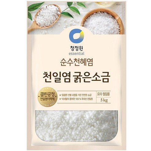 청정원 천일염 굵은소금, 1kg, 3개