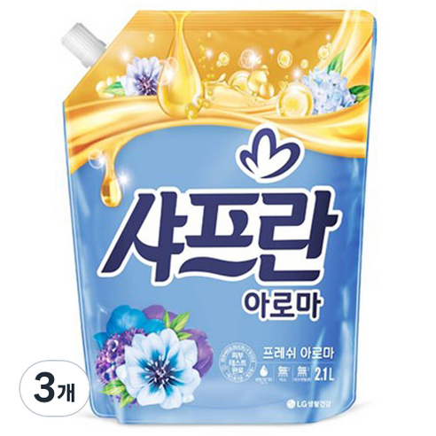 샤프란 아로마 섬유유연제 프레쉬 아로마 리필, 2.1L, 3개