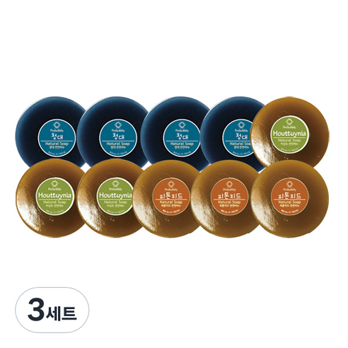 프로버블리 프리미엄 중성비누 10p 세트 1100g 청대 4p + 어성초 3p + 편백 3p, 3세트