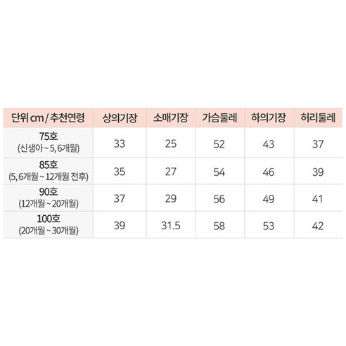 유아용 사랑스러운 양면 내의세트