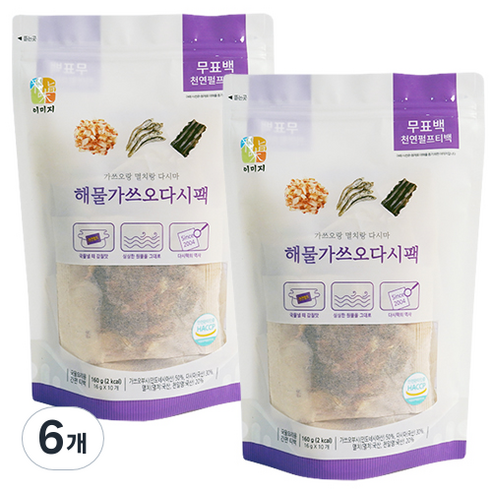 석하 해물 가쓰오 다시팩 10p, 160g, 6개