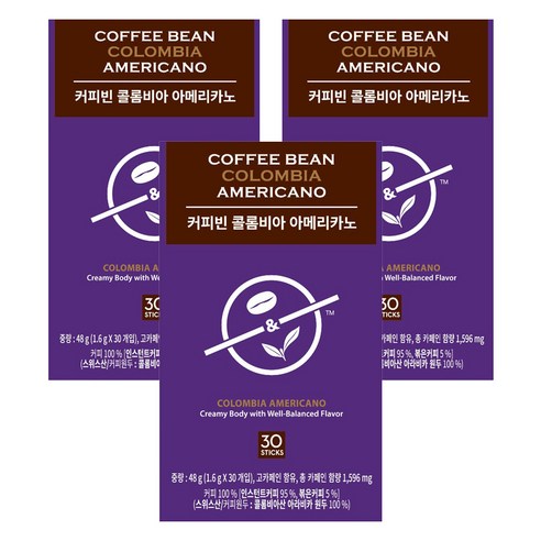 커피빈 콜롬비아 아메리카노 스틱커피, 1.6g, 30개입, 3개