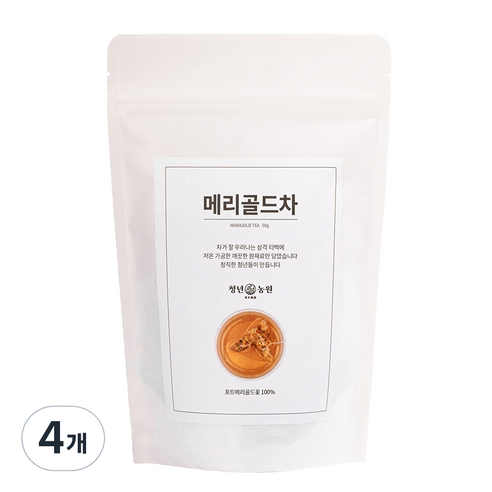 청년농원 저온가공 메리골드차 삼각티백, 0.5g, 200개, 4개