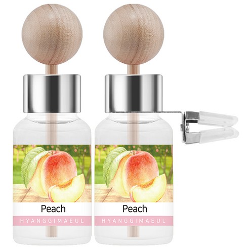 향기마을 차량용 송풍구 디퓨저 본품 17ml x 2p 세트, 복숭아, 1세트