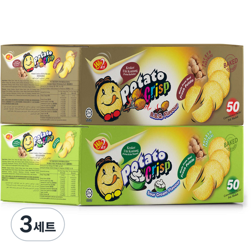 윈윈푸드 포테이토 크리스프 스낵 바베큐맛 50p + 사워크림맛 50p, 3세트