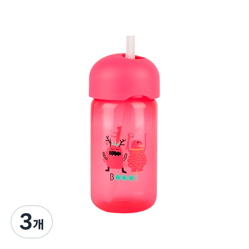 스와비넥스 부우 몬스터 빨대컵 340ml, 핑크, 3개