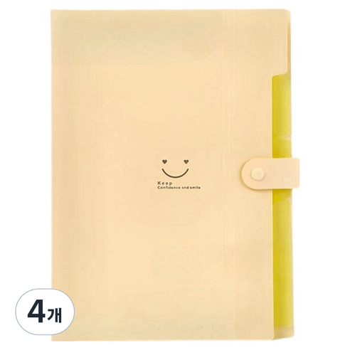 미소로운 아코디언 파일보관가방 24.5 x 32 cm, 라이트옐로우, 4개