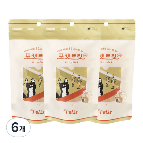 닥터펠리스 포캣트릿 Raw 고양이간식 동결건조 25g, 북어, 6개