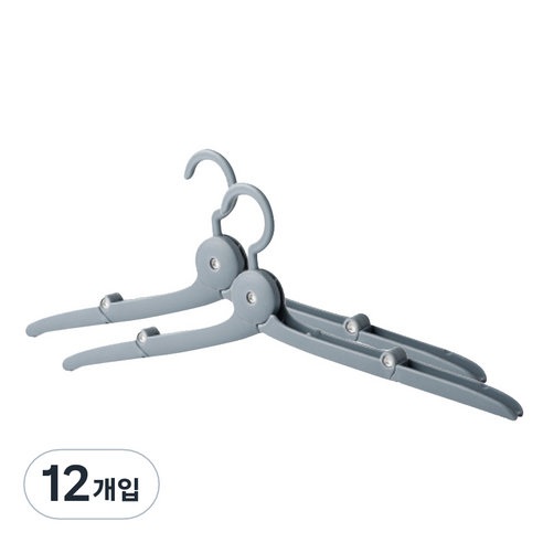 그뤠잇라이프 여행용 휴대용 접이식 옷걸이, 블루그레이, 12개입