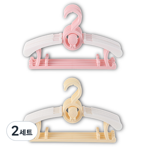 잇곰 미끄럼방지 아동용 옷걸이 2종 x 5p 세트, 옐로우, 핑크, 2세트