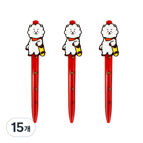 라인프렌즈 BT21 피규어젤펜 0.5mm, 알제이, 15개