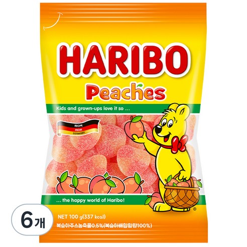 하리보 피치스 츄잉젤리, 100g, 6개