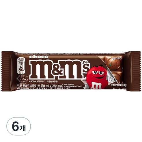 엠앤엠즈 초콜릿바 밀크, 46g, 6개