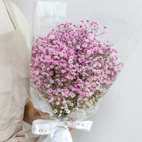 꽃배달추천  코코도르팜 생화 안개 꽃다발, 연핑크